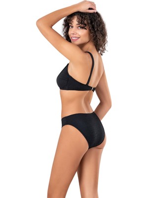 Endeep Kadın Cut Out Detaylı Dokulu Siyah Bikini Takımı