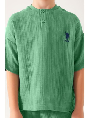 U.S. Polo Assn. Small Button Yeşil Erkek Çocuk Bermuda Takım