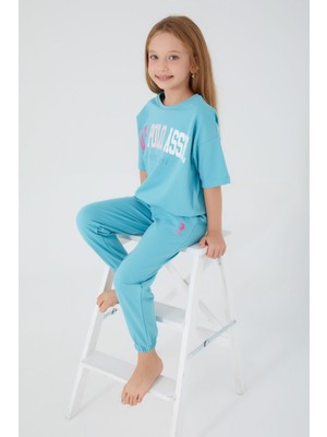 U.S. Polo Assn.  Sea Blue Turkuaz Kız Çocuk Kısa Kol Pijama Takım