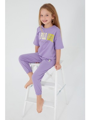 U.S. Polo Assn.  Sea Blue Kırık Beyaz Kız Çocuk Kısa Kol Pijama Takım