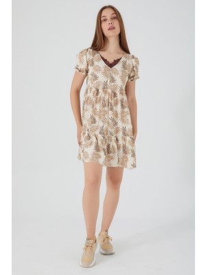 Arnetta Frilly Bej Kadın Gecelik