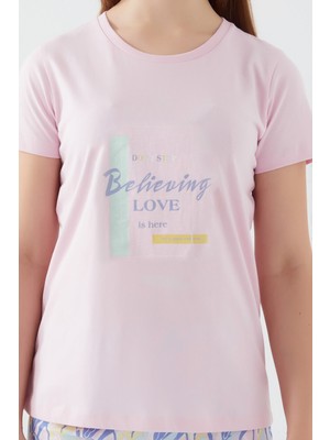 Arnetta Believing Love Toz Pembe Kadın Kısa Kol Pijama Takım