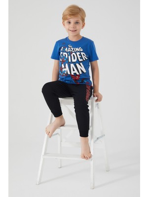 Spiderman Beyond Amazing The Amazing Mavi Erkek Çocuk Kısa Kol Pijama Takım