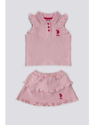 U.S. Polo Assn. Weaving A Frill Skirt Toz Pembe Bebek Elbise