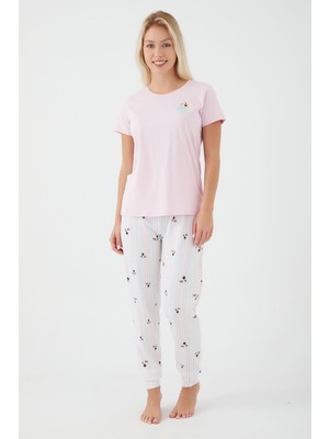 Pierre Cardin Parrot Toz Pembe Kadın Kısa Kol Pijama Takım