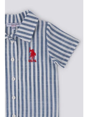 U.S. Polo Assn. Sensitive Mavi Çizgili Bebek Polo Yaka T-shirt Takım