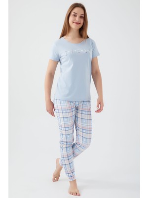Pierre Cardin Dream Mavi Kadın Kısa Kol Pijama Takım