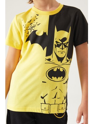 Batman Yellow Batman Sarı Erkek Çocuk Kısa Kol Pijama Takım