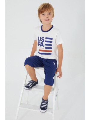 U.S. Polo Assn. Thick Strips Krem Erkek Çocuk Kapri Takım