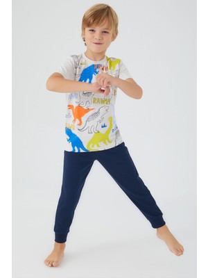 Rolypoly Erkek Çocuk Beyaz Kısa Kol Pijama Takım