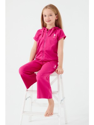 U.S. Polo Assn.  Zipper Thread Fuşya Kız Çocuk Kısa Kol Pijama Takım