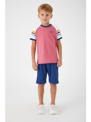 RolyPoly Section Patterned Pembe Erkek Çocuk Bermuda Takım
