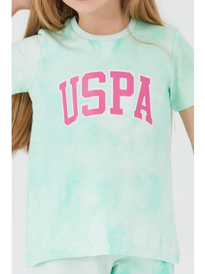 U.S. Polo Assn. Pink Font Detail Açık Mavi Kız Çocuk Şort Takım