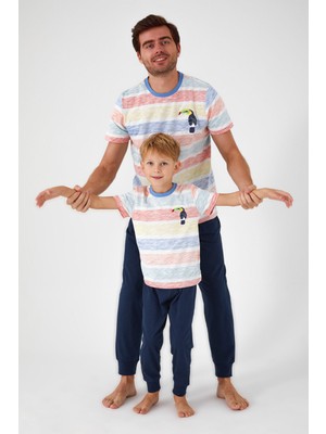 RolyPoly Bird Pattern Krem Erkek Çocuk Kısa Kol Pijama Takım