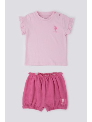 U.S. Polo Assn. Pure Color Pembe Bebek T-shirt Takım