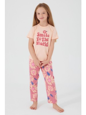 Arnetta Smile To The World Pembe Kız Çocuk Kısa Kol Pijama Takım