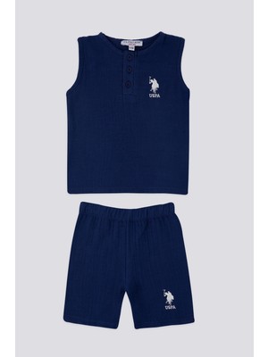 U.S. Polo Assn. Blue Lacivert Bebek Sıfır Kol T-shirt Takım