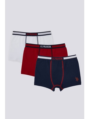 U.S. Polo Assn. Beyaz Erkek Çocuk 3'lü Boxer %96 Pamuk Esnek ve Rahat Kullanım İçin