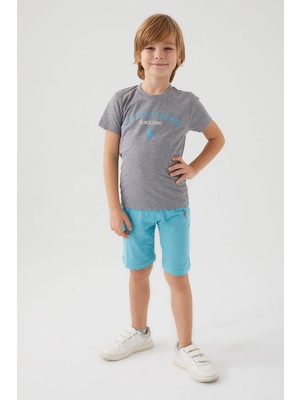 U.S. Polo Assn. Stamp Grey Detail Gri Erkek Çocuk Bermuda Takım