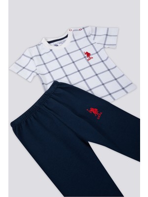 U.S. Polo Assn. Square Line Pattern Krem Bebek T-shirt Takım