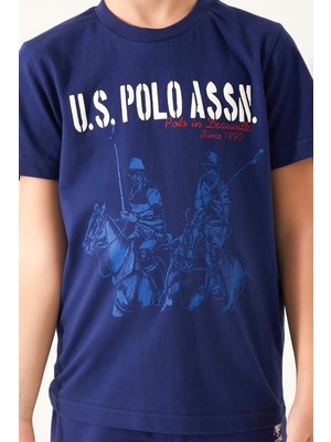 U.S. Polo Assn. Picture Details Red Lacivert Erkek Çocuk Bermuda Takım