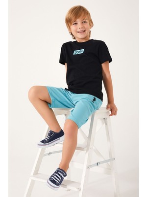 U.S. Polo Assn. Plain Pattern Siyah Erkek Çocuk Bermuda Takım