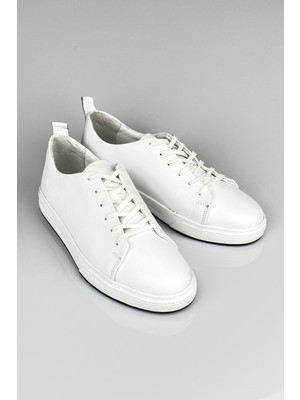 Lusive Hakiki Deri Beyaz Erkek Sneaker