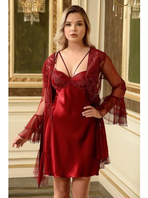 Barina 8688 Bayan Kısa Saten Bordo 6 Lı Set