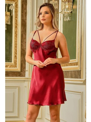 Barina 8688 Bayan Kısa Saten Bordo 6 Lı Set