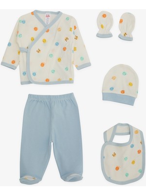 Breeze Erkek Bebek Hastane Çıkışı 5 Li Sevimli Hayvanlar Desenli 0-3 Ay-, Beyaz