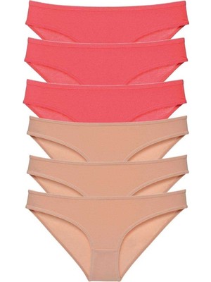 Royaleks 6 adet Süper Eko Set Likralı Kadın Slip Külot Fuşya Ten
