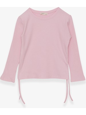 Breeze Kız Çocuk Uzun Kollu Bluz Yanları Büzgülü 8-14 Yaş, Pudra