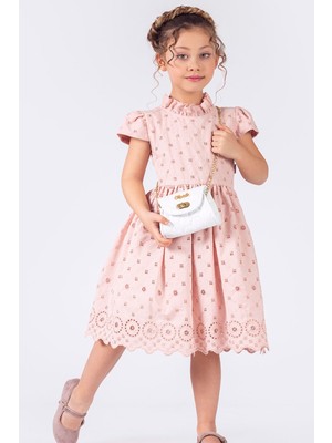 Tivido Kısa Kollu Fisto Kumaş Çantalı Kız Çocuk Elbisesi10
