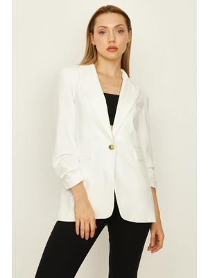 Select Moda Kadın Kruvaze Yaka Düğme Kapamalı Blazer Ceket