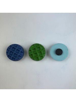 Oasis Decoration El Yapımı Beton Buzdolabı Magneti - Waffle 3'lü Set (Gri Mavi,yeşil, Nane)