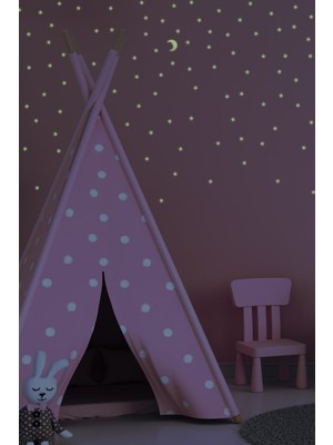 Artikel 100 Adet Fosforlu Mini Yıldız ve Ay Yeşil Karanlıkta Parlar Duvar ve Tavan Çocuk Odası Süs Sticker