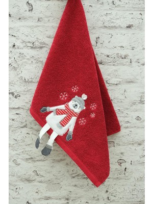Woop Home 2'li 46X71 Kırmızı Kutup Ayısı Nakış Işlemeli Christmas Havlusu