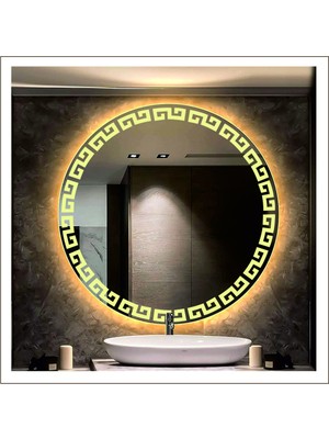 70 cm Günışığı Ledli Tasarım Kumlamalı Banyo Aynası Makyaj Aynası Işıklı Ayna