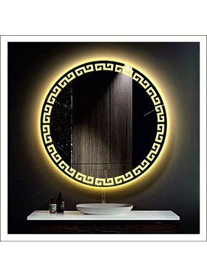 70 cm Günışığı Ledli Tasarım Kumlamalı Banyo Aynası Makyaj Aynası Işıklı Ayna