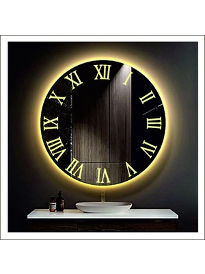 50 cm Günışığı Ledli Tasarım Kumlamalı Banyo Aynası Makyaj Aynası Işıklı Ayna