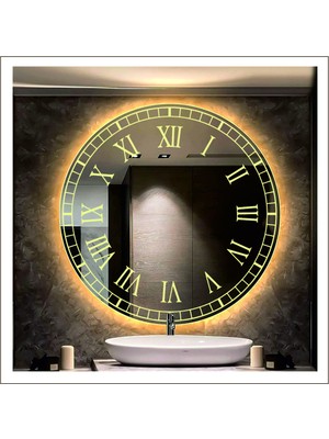 60 cm Günışığı Ledli Tasarım Kumlamalı Banyo Aynası Makyaj Aynası Işıklı Ayna