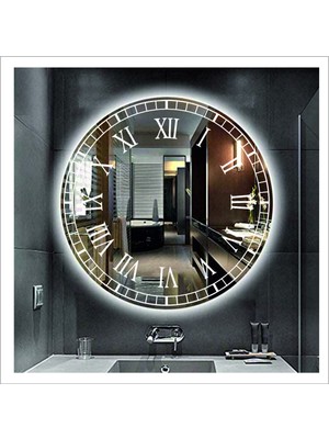 50 cm Beyaz Ledli Tasarım Kumlamalı Banyo Aynası Makyaj Aynası Işıklı Ayna