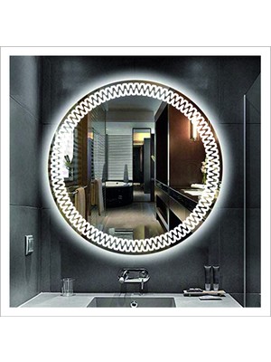 70 cm Beyaz Ledli Tasarım Kumlamalı Banyo Aynası Makyaj Aynası Işıklı Ayna