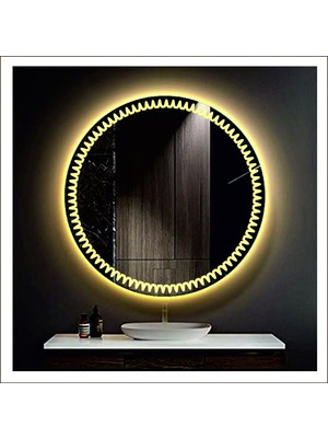 Global Led Mirror 70 cm Günışığı Ledli Tasarım Kumlamalı Banyo Aynası Makyaj Aynası Işıklı Ayna