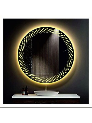 50 cm Günışığı Ledli Tasarım Kumlamalı Banyo Aynası Makyaj Aynası Işıklı Ayna