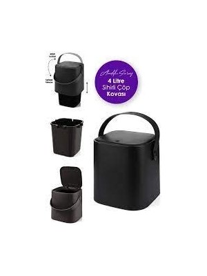 Sihirli Tutma Saplı Iç Kovalı Tezgah Üstü Mutfak Çöp Kovası 4 Litre Çöp Kovası