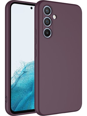 Smcase Samsung Galaxy A54 Kılıf Mara Lansman Silikon Mat Soft Içi Süet Mürdüm