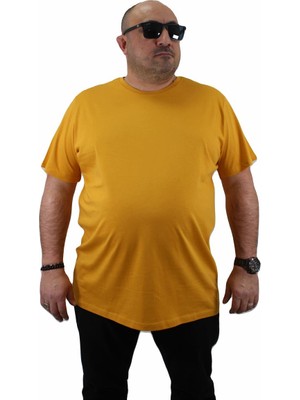 Moc Grande Basic Tişört Erkekler İçin Kısa Kol Hardal Renk Bisiklet Yaka Pamuklu 11100