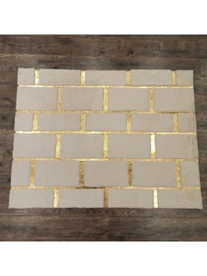 Dericibey Beyaz Gold Bordürlü Peluş Halı 120 x 180 cm