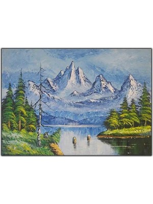 Dağ ve Orman Manzaralı Orijinal Yağlı Boya Tablo